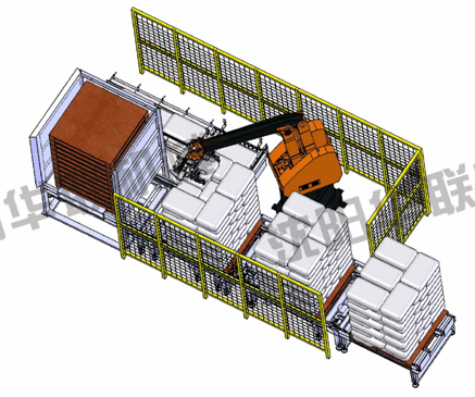 自動化包裝生產(chǎn)線上的碼垛機器人